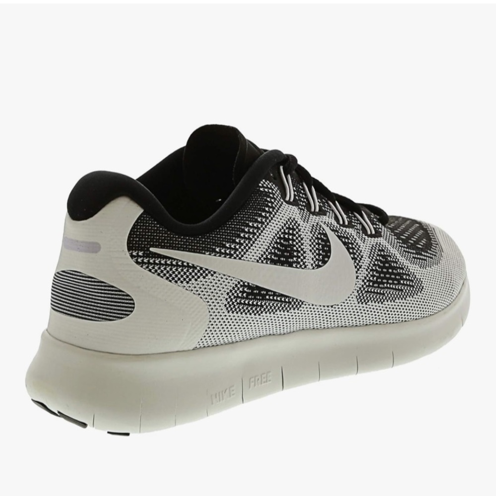 Nike Womens FREE rn Black and White Athletic Sneakers - Picture 4 of 5